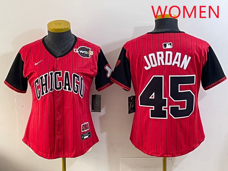 Women 2025 Chicago White Sox 45 Jordan Red Joint Name Nike MLB Jersey style 11